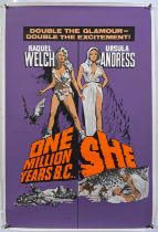 ONE MILLION YEARS B.C. (1966) / SHE (1965) - ORIGINAL UK DOUBLE CROWN FILM POSTER.