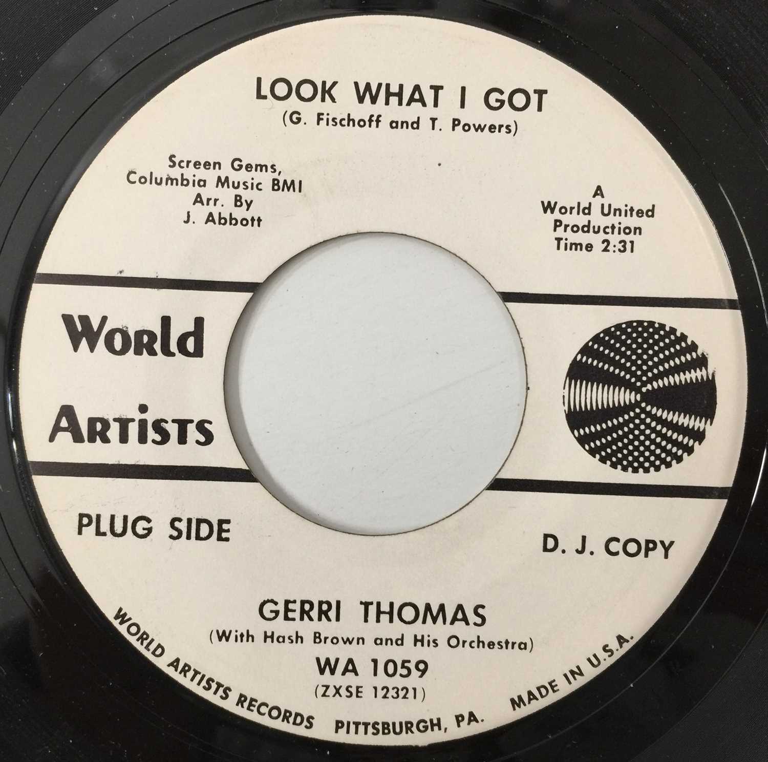 GERRI THOMAS - LOOK WHAT I GOT/ IT COULD HAVE BEEN ME 7" (US DJ PROMO - WORLD ARTISTS - WA 1059)