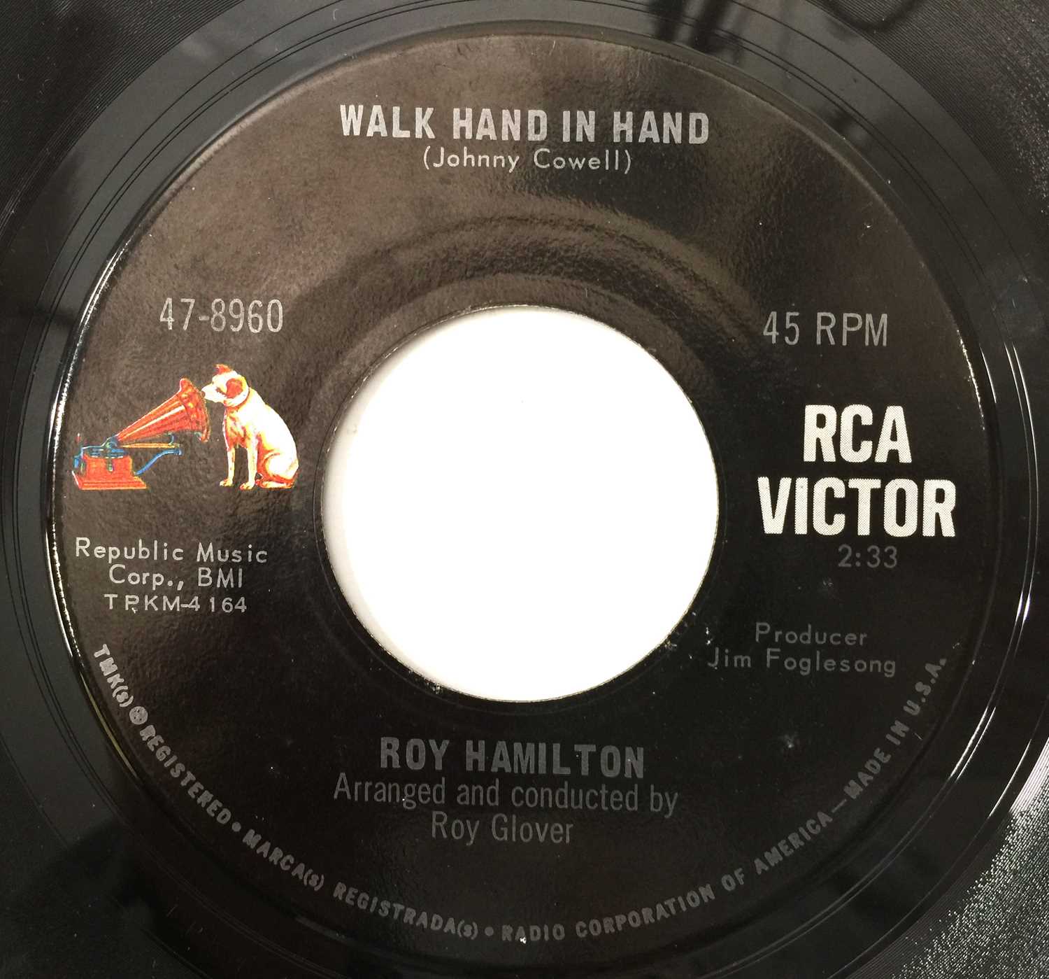 ROY HAMILTON - CRACKIN' UP OVER YOU/ WALK HAND IN HAND 7" (US NORTHERN - RCA VICTOR - 47-8960) - Image 3 of 3