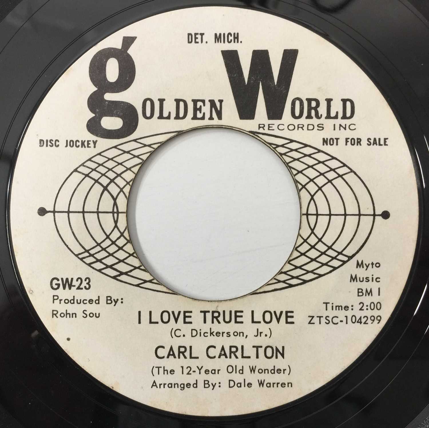 CARL CARLTON - NOTHIN' NO SWEETER THAN LOVE 7" (US PROMO - GOLDEN WORLD - GW-23) - Image 2 of 2