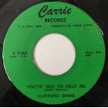 CLIFFORD BINNS - YOU'VE GOT TO HELP ME 7" (US NORTHERN - CARRIE - C014)