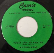 CLIFFORD BINNS - YOU'VE GOT TO HELP ME 7" (US NORTHERN - CARRIE - C014)