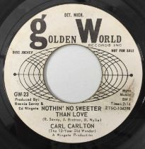 CARL CARLTON - NOTHIN' NO SWEETER THAN LOVE 7" (US PROMO - GOLDEN WORLD - GW-23)