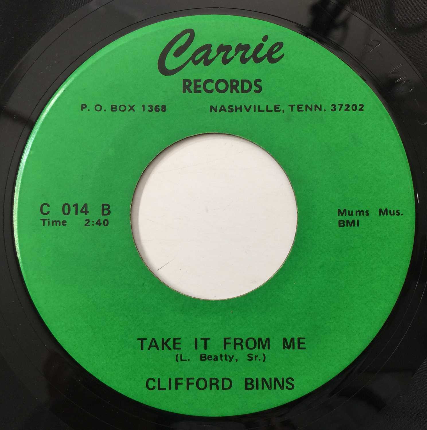 CLIFFORD BINNS - YOU'VE GOT TO HELP ME 7" (US NORTHERN - CARRIE - C014) - Image 2 of 2