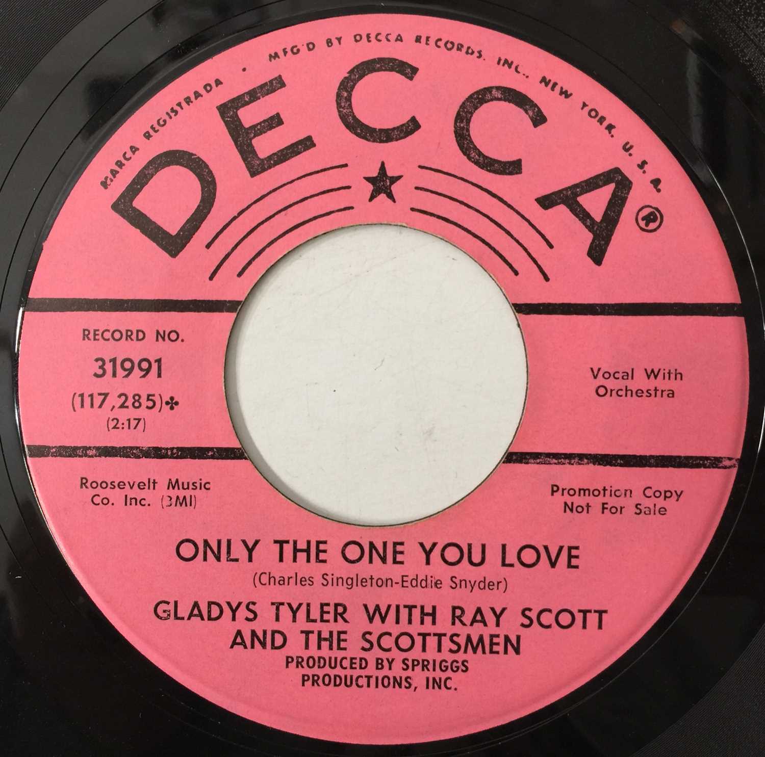 GLADYS TYLER - A LITTLE BITTY GIRL 7" (US PROMO - DECCA - 31991) - Image 3 of 3