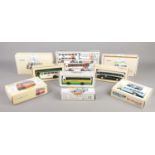 Nine boxed Corgi scale model die cast vehicles, to include Classics and Commercials; Stagecoach