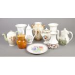 A collection of ceramics. Includes Kaiser, Poole, Wedgwood, Crown Devon etc.