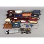 A quantity of vintage spectacles, most with cases to include pair of lorgnettes and opticians