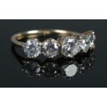 A 9ct Gold and large five stone cubic zirconia dress ring. Size LÂ½. Total weight: 2.27g