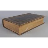 A large leather bound family bible, with an evangelical commentary on the late Revd. John Brown.