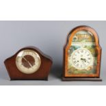 Two wooden cased mantle clocks, to include Smiths anbd walnut example.