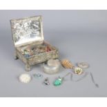 A collection of costume jewellery, contained within a Japanese style box. To include bangles,