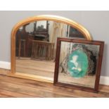A gilt frame over mantel mirror along with a Pear's mirror.