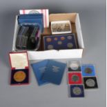 A collection of coins to include Edward VII Coronation medallion, First Decimal Coin sets,