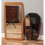 Two vintage mirrors, with wooden surrounds. Tallest: 77cm.