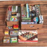 Two boxes of assorted toys and collectable figures including Minecraft, Disney, Moshi Monsters, etc.