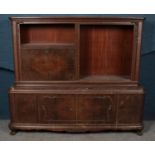A carved walnut side cabinet. (195cm x 166cm x 46cm) Missing shelves, damage to veneer.