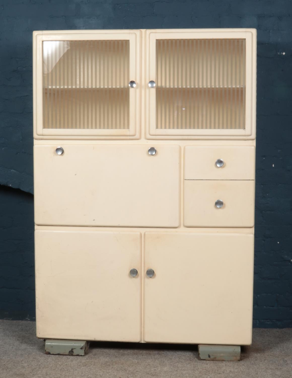 A 1960s painted kitchen utility cabinet. (182cm x 122cm)