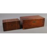 A Victorian mahogany tea caddy, together with a mahogany box with three removable trays. Box stamped