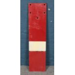 A large red and white enamel signal sign. 107cm tall.