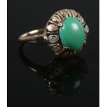 A 9ct Gold, Turquoise and Diamond dress ring. Size LÂ½. Total weight: 5.1g