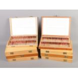 Eight cases of anatomical microscope slides including human uterine examples. Approx. 800 slides.