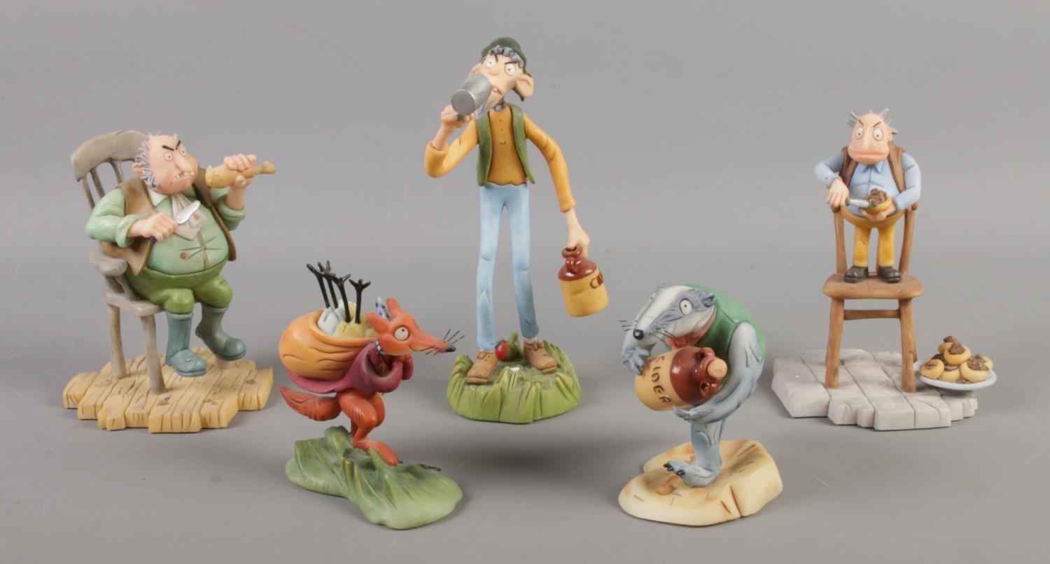 Five Robert Harrop ceramic figures, from the world of Roald Dahl collection, depicting Fantastic