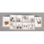 Ten pairs of silver earrings. Includes amber coloured, paste set etc.