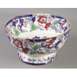 A Victorian Staffordshire pedestal bowl. Decorated in the Amherst Japan pattern. Approx 22cm