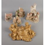 A quantity of David Winter figures including Tollkeepers Cottage and The Bothy also a gilt cherub