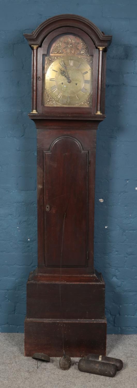 A twin weight longcase clock for restoration, with Roman Numeral dial marked for Abraham Ian