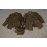 A collection of military uniform, possibly Royal Corps of Signals. Includes matching jacket and