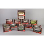 Thirteen boxed Exclusive First Edition scale model buses, including 27207 Leyland TD1 Open Rear,