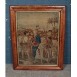 A large 19th century framed needlepoint tapestry depicting a possible religious scene, dated 1850 by