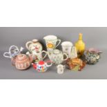 A quantity of ceramics including Carlton Ware watering can, Myott and Sons jug, Royal Doulton,