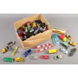 A box of diecast vehicles. Including Matchbox, Corgi, Days Gone, two large boxed examples, etc.