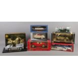 A collection of assorted scale model vehicles, some boxed. To include Maisto Ferrari F50 on