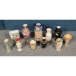 A quantity of decorative vases including Maling, Blossoms, etc. Approx. 11 pieces.