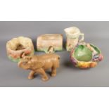 A quantity of Slyvac ceramics including fruit basket, collection of fauna, elephant, etc. Approx.