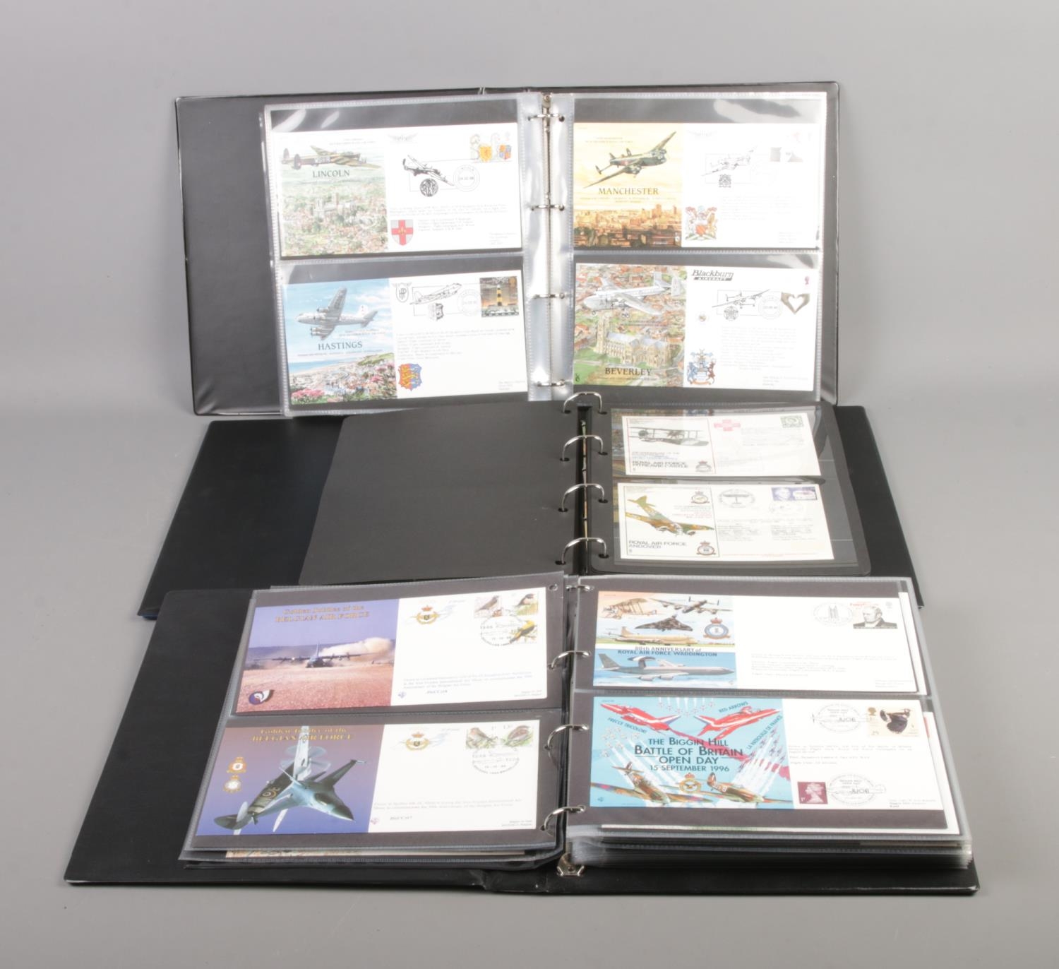 Three albums containing RAF Flown Cover including some signed examples. Approx. 184 covers.