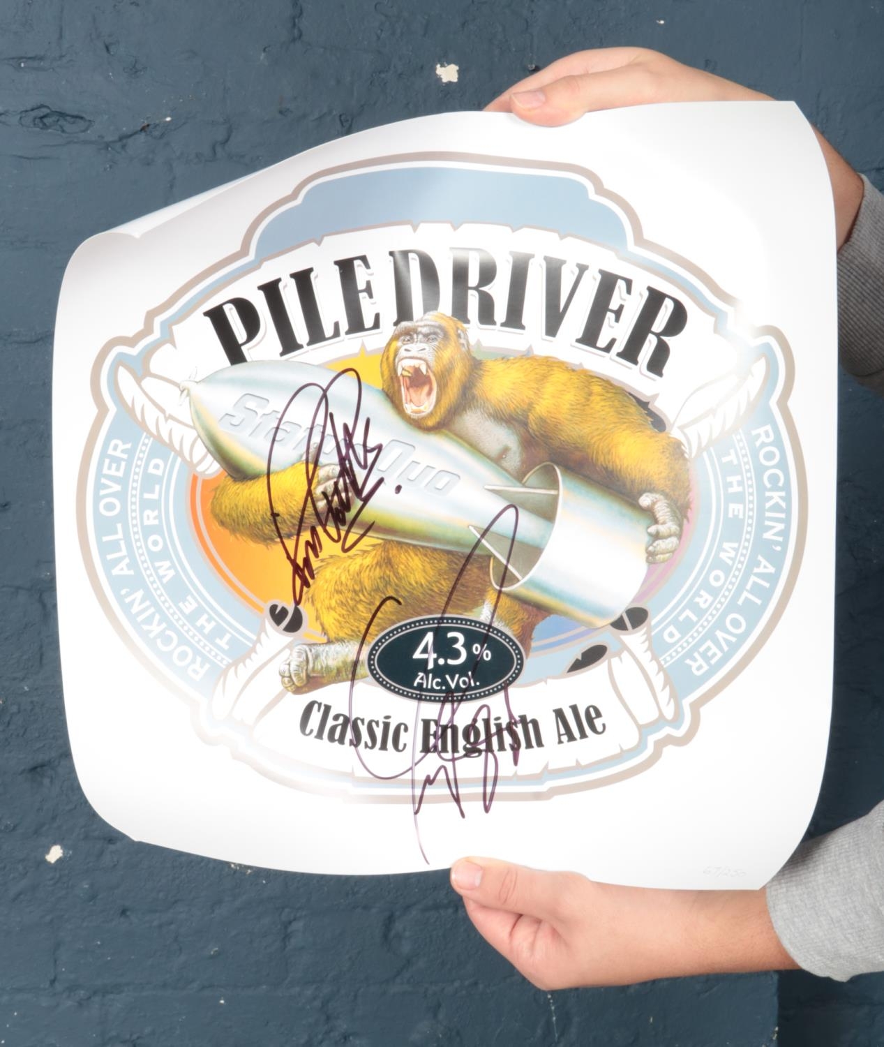 A Limited edition (67/250) poster for the 'Piledriver Ale' and is believed to be signed by the - Image 2 of 2