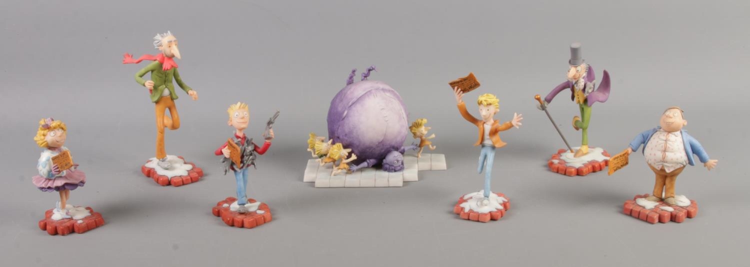 Seven Robert Harrop ceramic figures, from the world of Roald Dahl, depicting Charlie and the