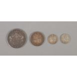 A quantity of silver coins including George IV half crown dated 1829, two three pence's (1916, 1918)