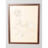 Kate 1983 signed pencil sketch of a nude woman. Labelled on reverse attributes to Kate Denton,