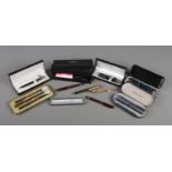 A collection of mainly ballpoint pens. Includes cased Ballograf set, Ungaro etc.