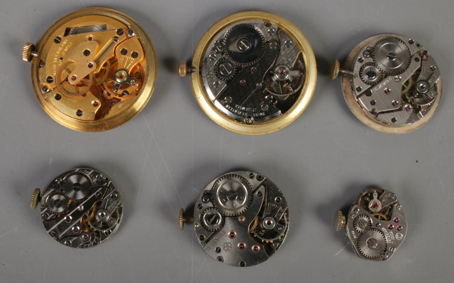 Six manual watch movements. Including Smiths Astral, Trojan, Excalibur, etc. - Image 2 of 2