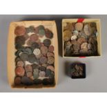 A quantity of metal detector finds. Including Roman coins, etc.