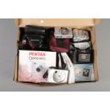 A collection of assorted photographic equipment, to include Olympus Super-Zoom and Pentax DX