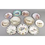 A collection of cabinet plates. Includes aviation, railway and Native American examples.