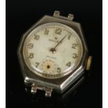 A 9ct gold ladies Rolex Precision wristwatch head, stamped Chester 1949. Missing both second and